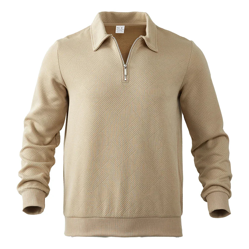 Pull Col Zippé | Motif Texturé | Élégance & Confort