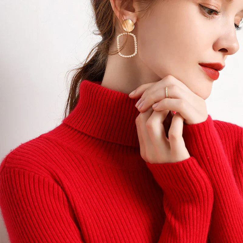 Léa - Pull Col Roulé | Tricot Côtelé | Doux & Confortable
