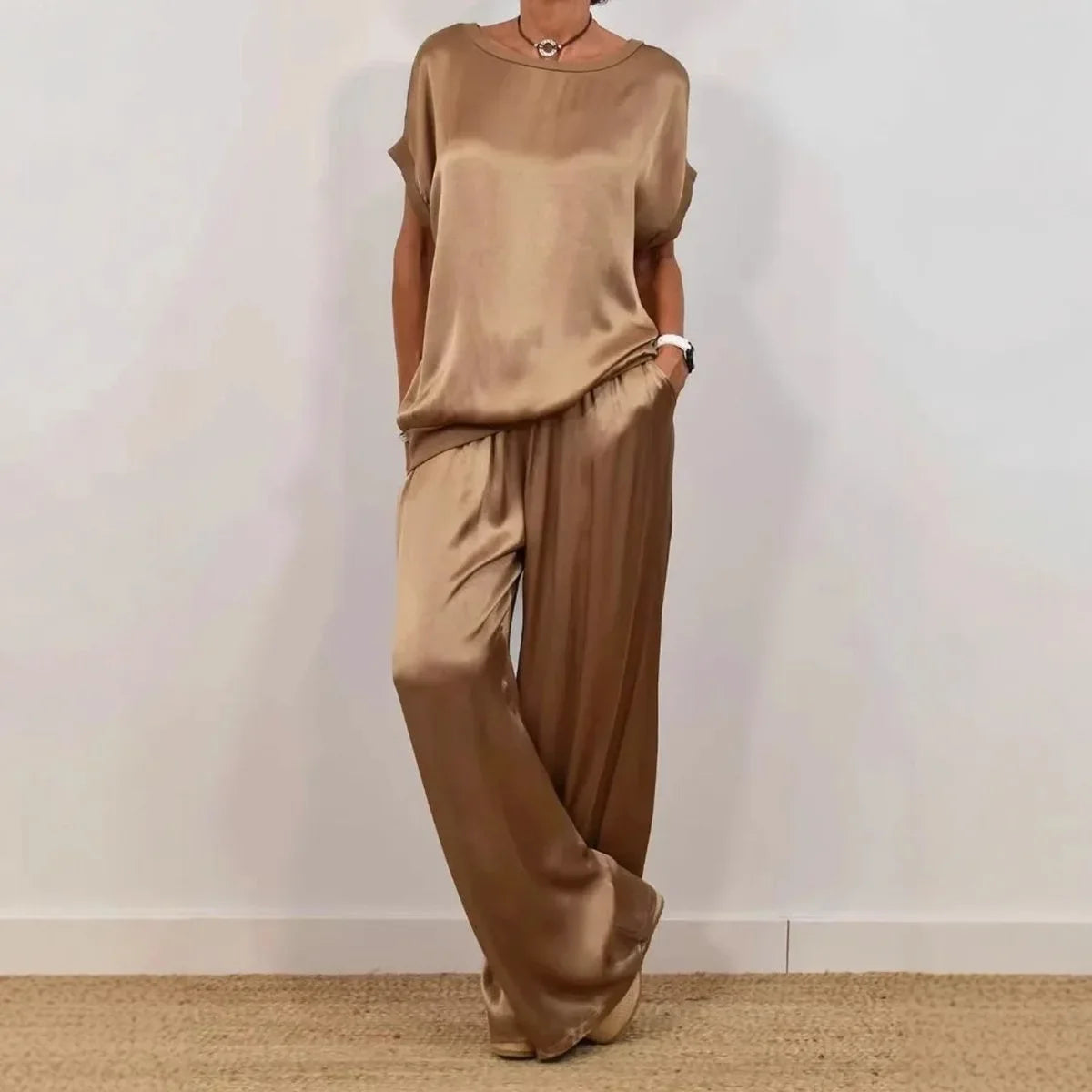 Ensemble Satiné Pantalon Large et Top | Chic et Confort