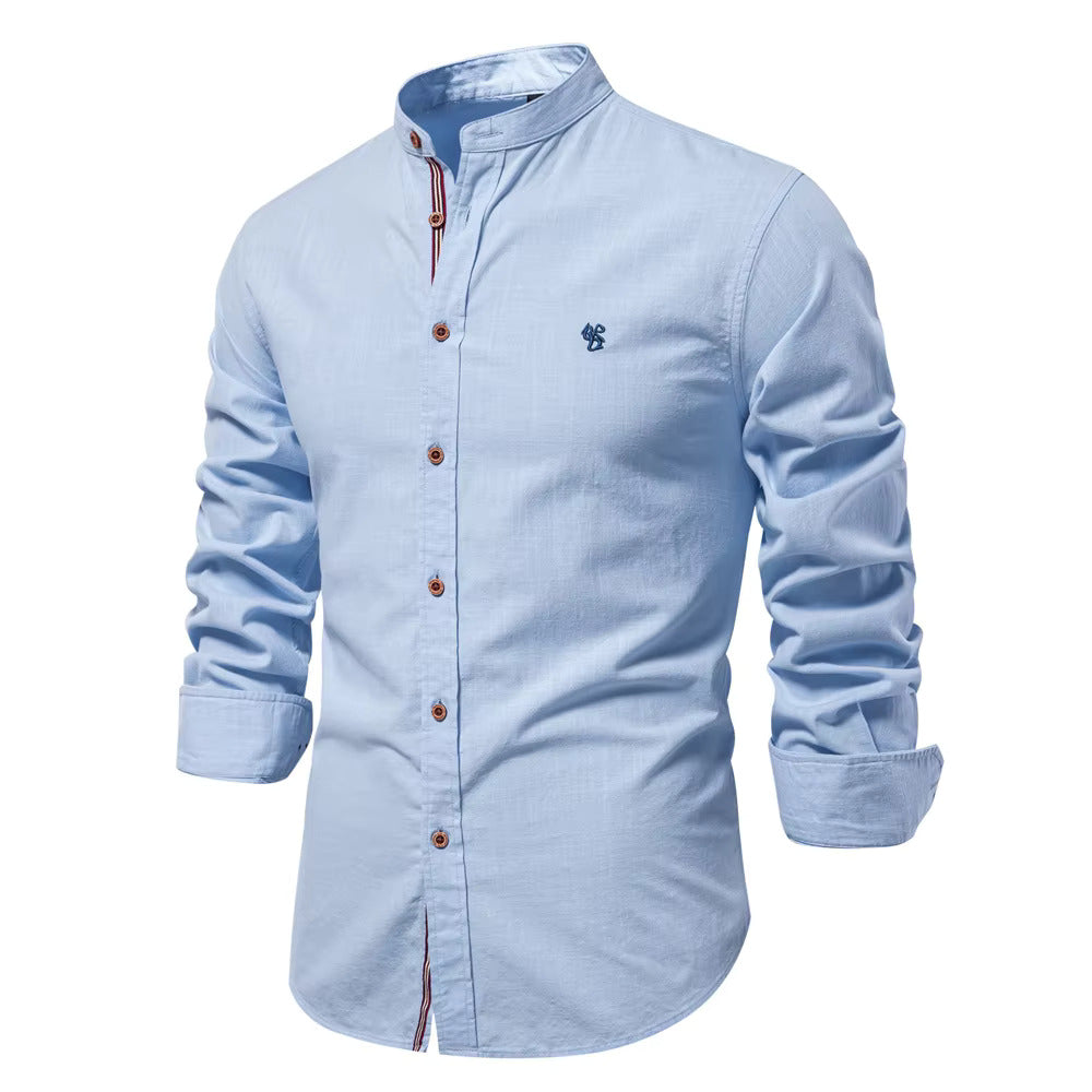 Chemise Blanche à Col Mao | Coton | Élégante & Moderne