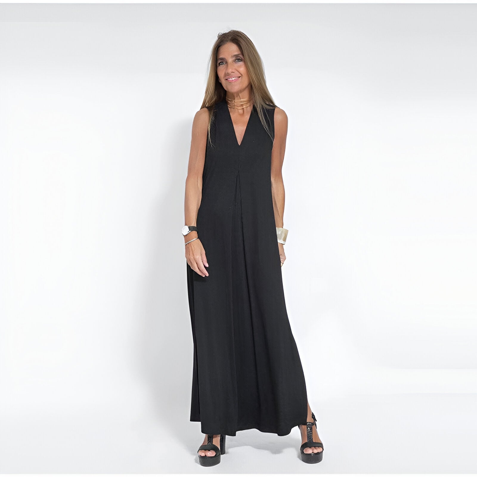 Robe Longue Fluide | Sans Manches | Élégance Minimaliste