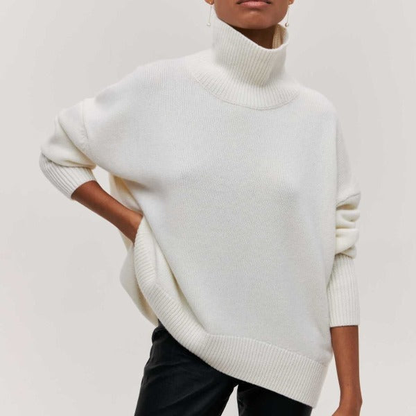Pull Oversize Col Roulé | Coton | Bleu Ciel & Douillet