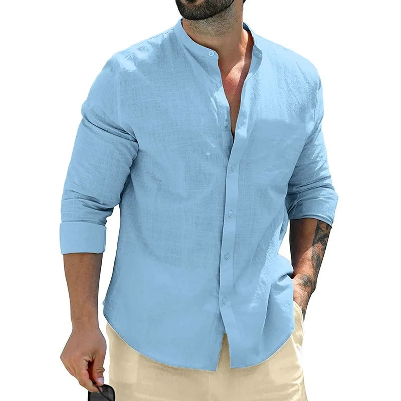 Riviera Élégance | Chemise Homme à Col Mao