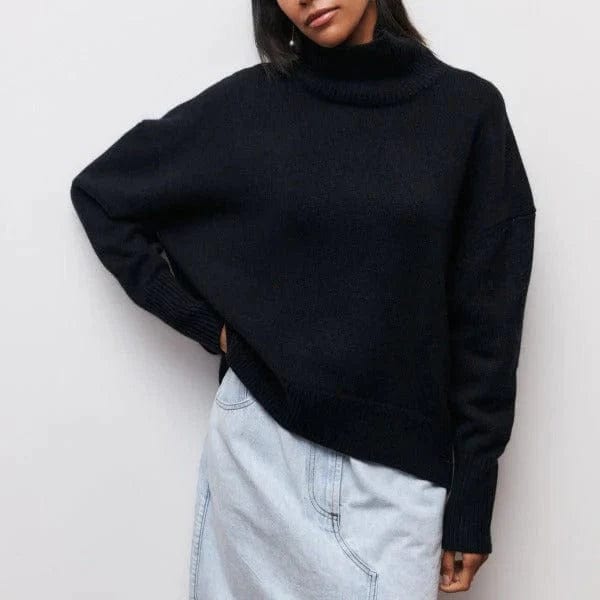 Emma - Pull Oversize Col Roulé Orange | Tendance | Chaleur et Style