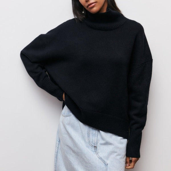 Pull Oversize Col Roulé | Coton | Bleu Ciel & Douillet