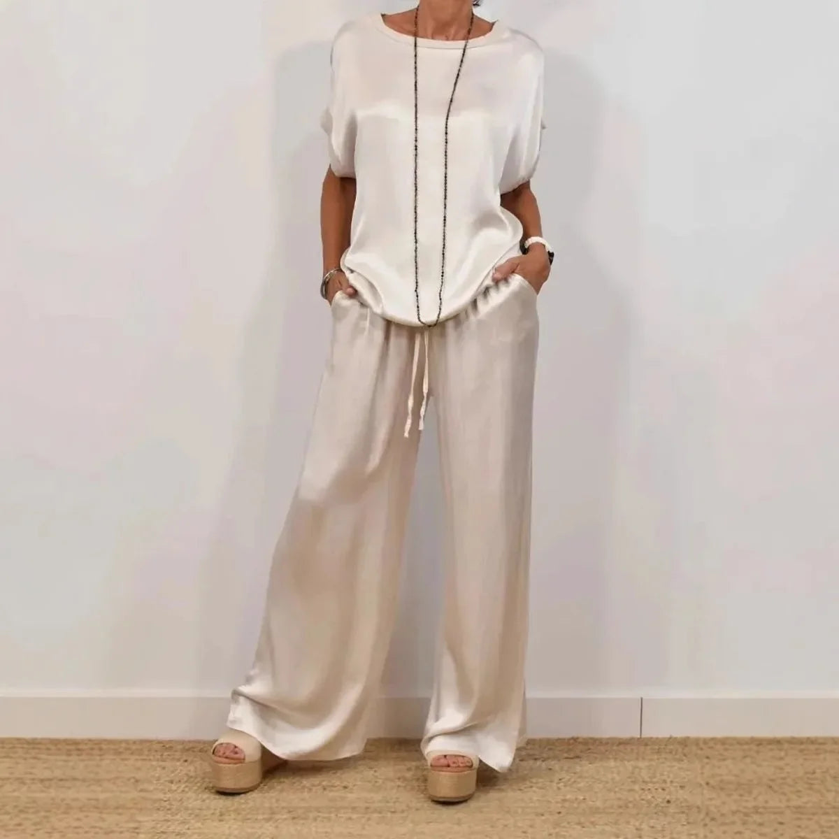 Ensemble Satiné Pantalon Large et Top | Chic et Confort