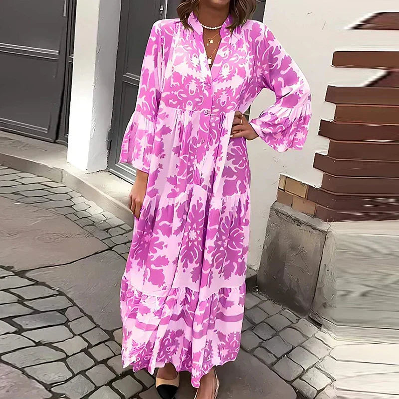Robe Longue Bohème à Imprimé Floral | Élégance Décontractée