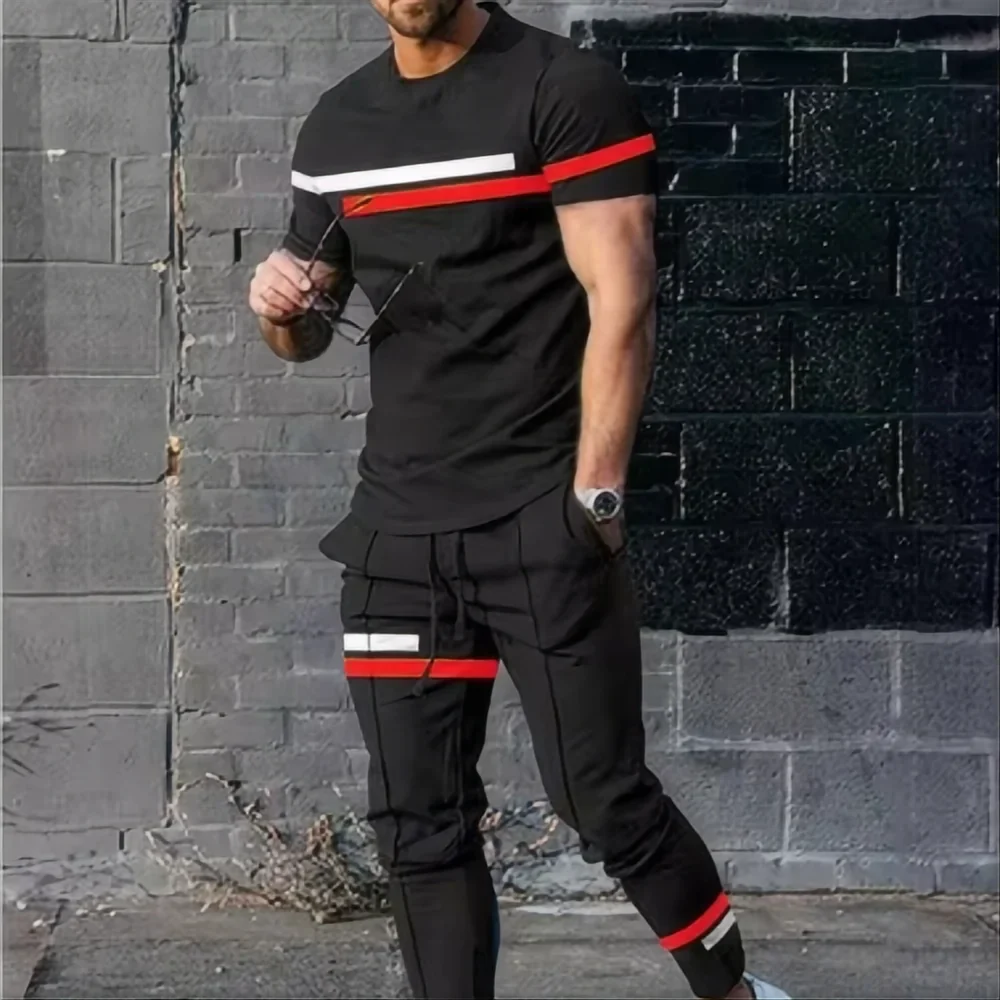 Élan Street | Ensemble Sportif Noir à Bandes Contrastées