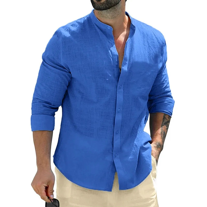 Riviera Élégance | Chemise Homme à Col Mao