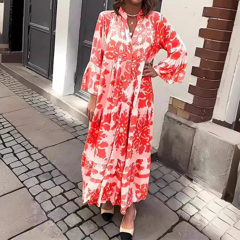 Robe Longue Bohème à Imprimé Floral | Élégance Décontractée