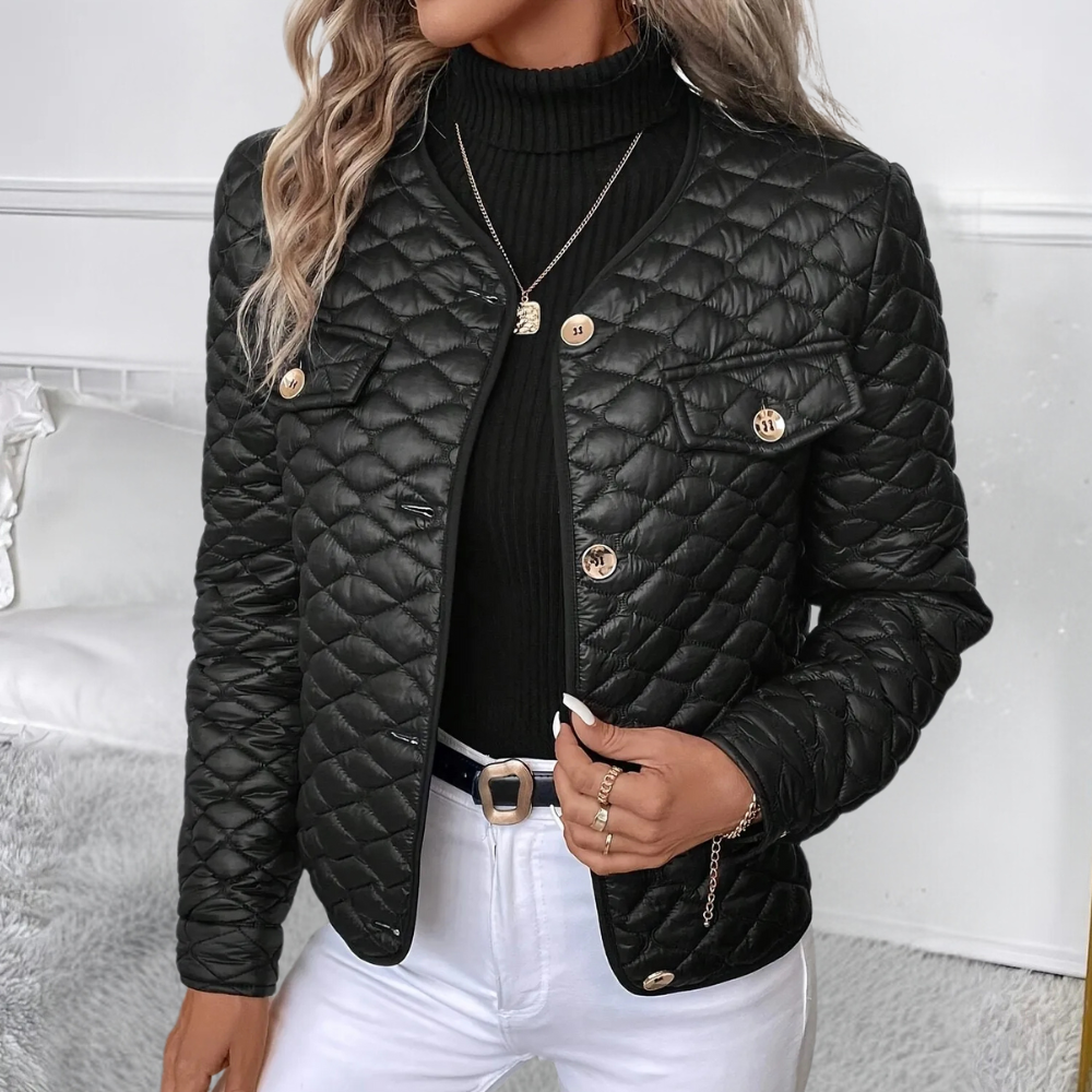 Veste Matelassée Noire | Coton | Chic Légère et Ajustée
