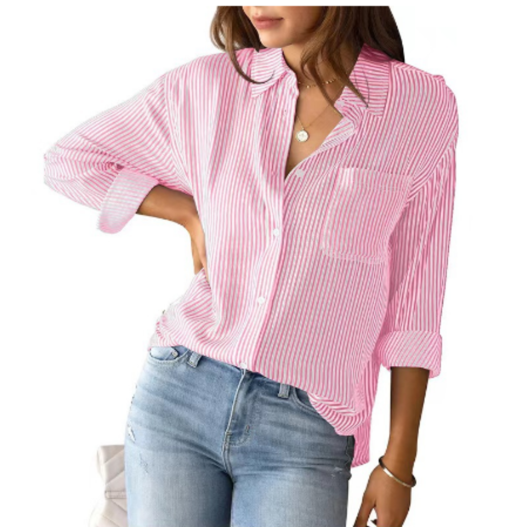 Chemise Rayée Bleu & Blanc | Coupe Fluide | Style Intemporel