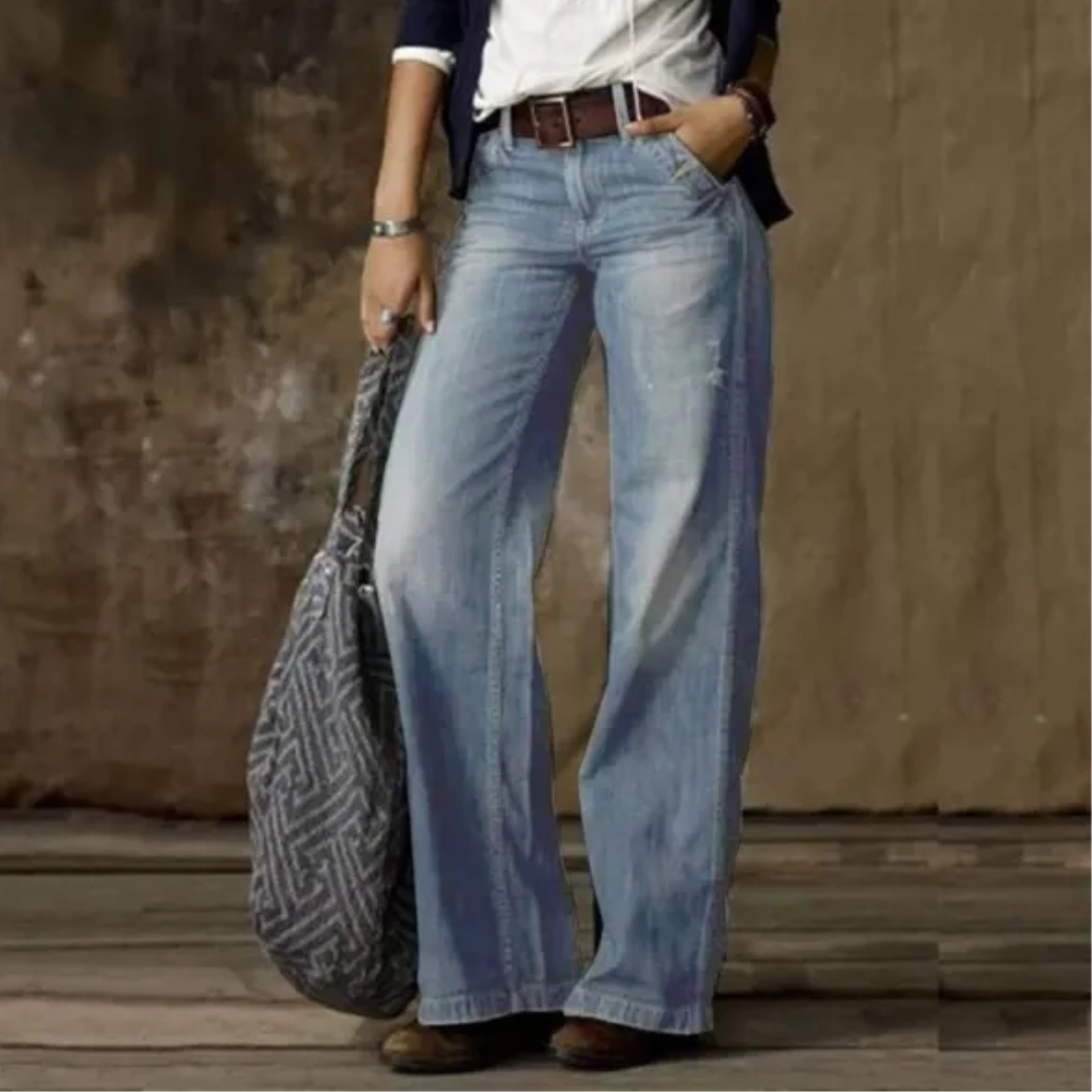 Jean Large en Denim | Coton & Polyester | Style Rétro et Confort