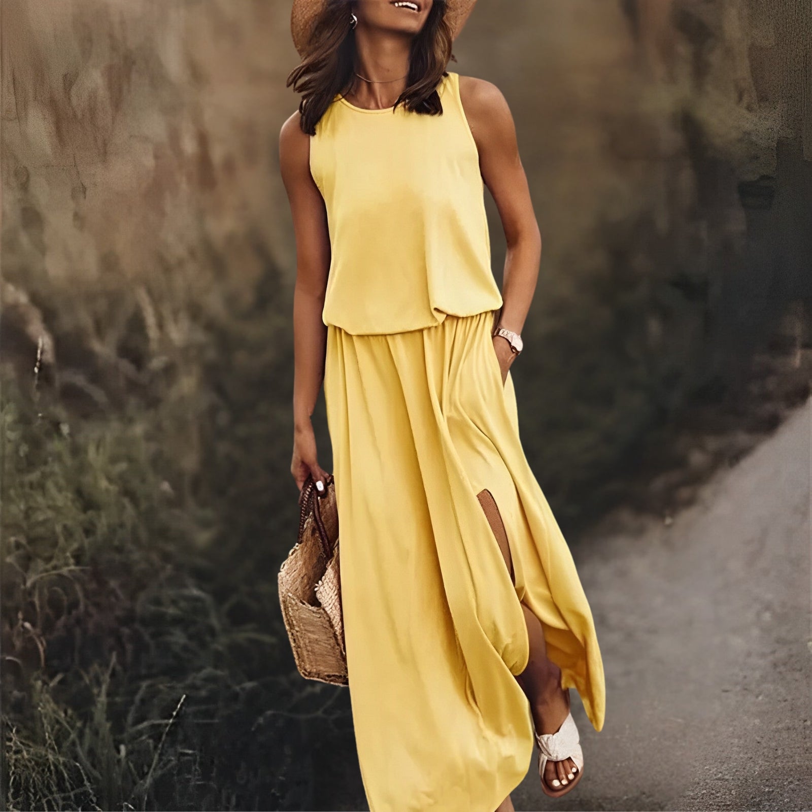 Robe Longue d’Été | Viscose | Fluide et Fendue