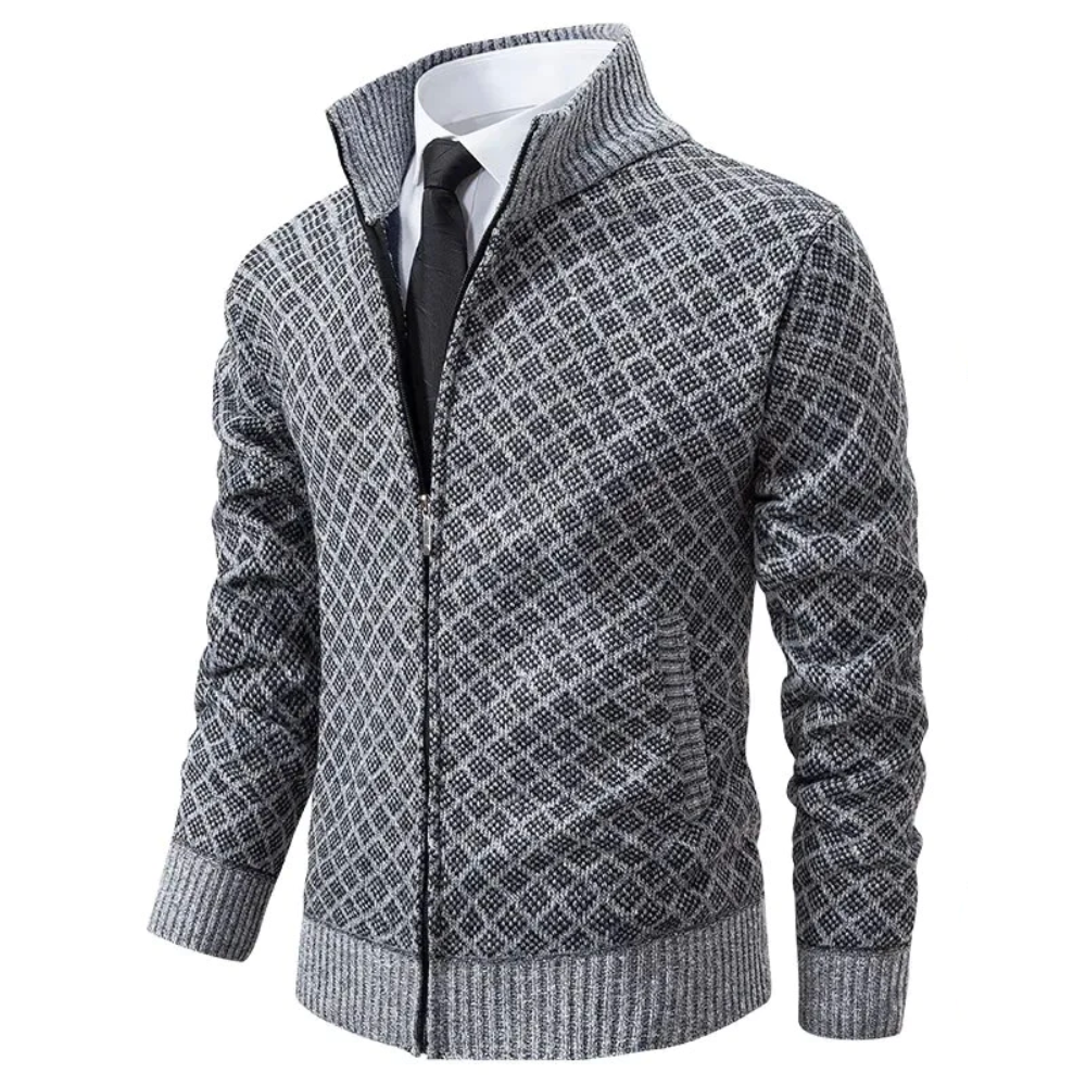 Veste en Maille | Gris à Motifs | Élégante et Chaude