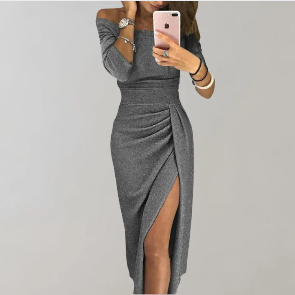Emma - Robe Épaule Dénudée Pailletée | Élégante | Tenue de Soirée