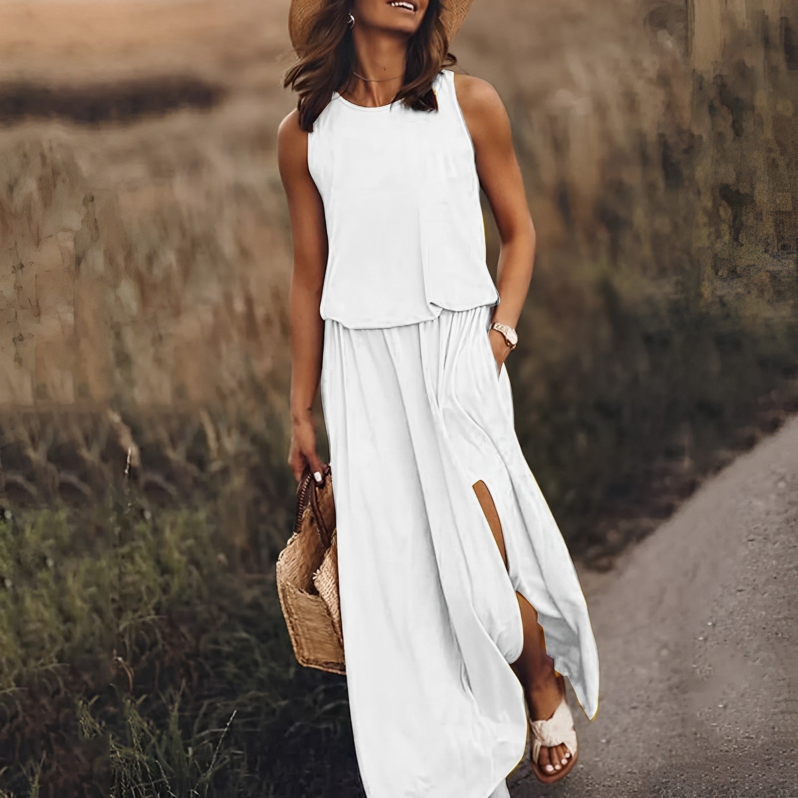 Robe Longue d’Été | Viscose | Fluide et Fendue