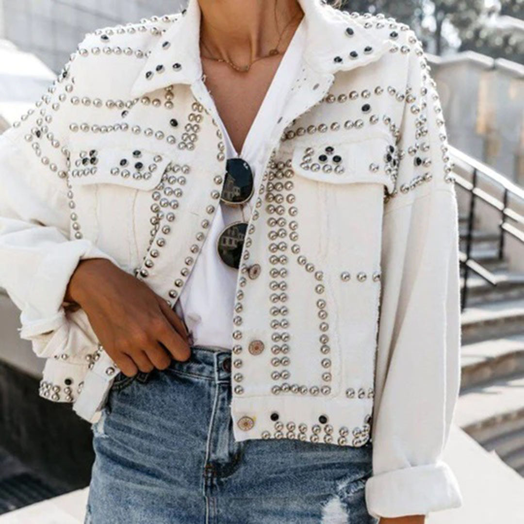 Veste Courte à Clous | Coton | Style Audacieux et Glam
