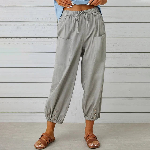 Pantalon Ample Boutonné | Coton | Décontracté & Léger