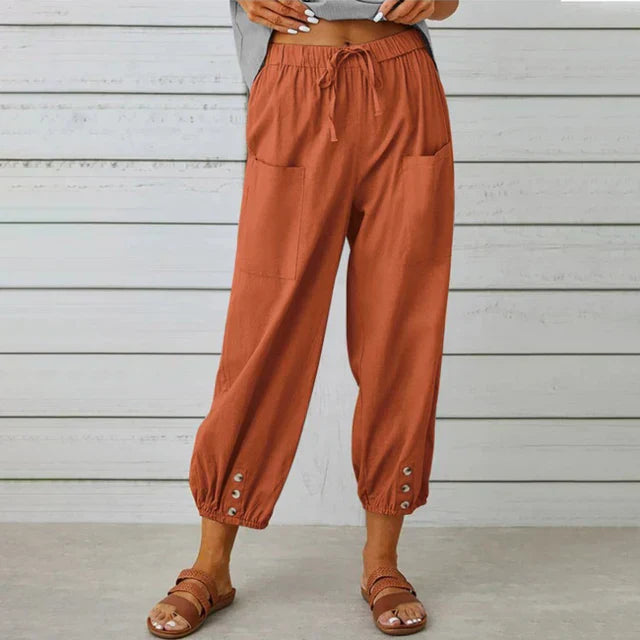 Pantalon Ample Boutonné | Coton | Décontracté & Léger
