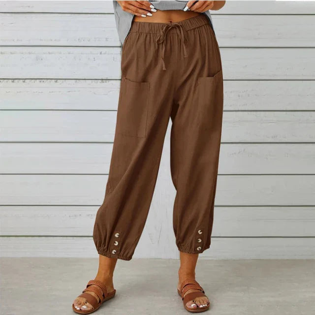 Pantalon Ample Boutonné | Coton | Décontracté & Léger
