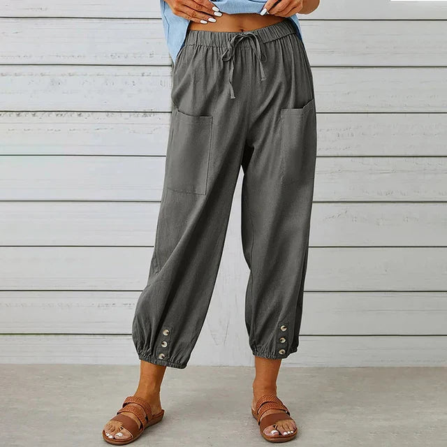 Pantalon Ample Boutonné | Coton | Décontracté & Léger