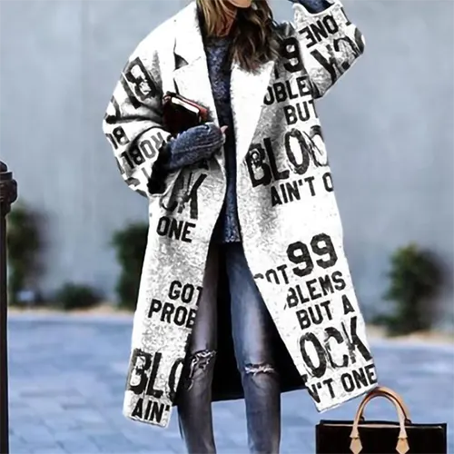Manteau Long Graphique | Style Artistique | Confort Moderne