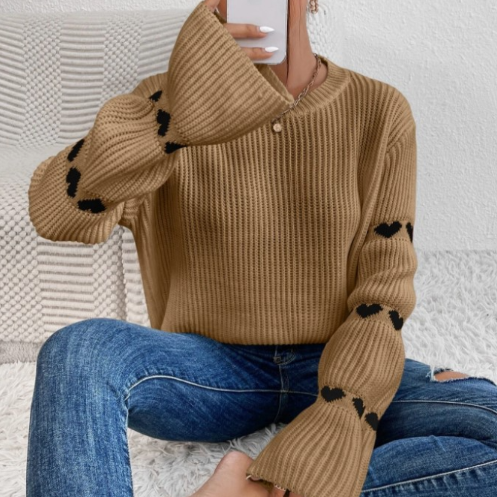 Pull Blanc à Cœurs Rouges | Coton | Doux, Oversize et Fantaisie