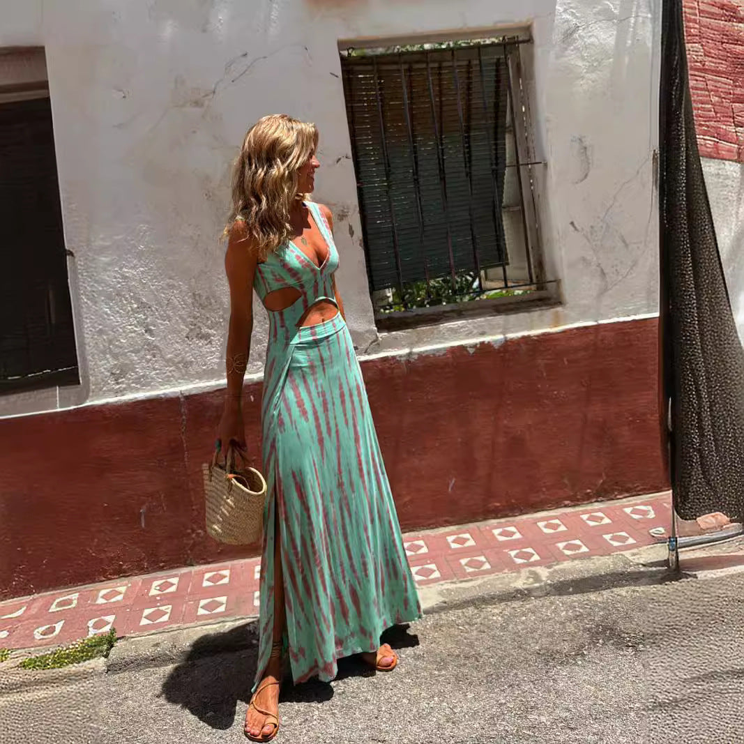 Robe Longue | Tie-Dye Jaune & Beige | Bohème et Solaire