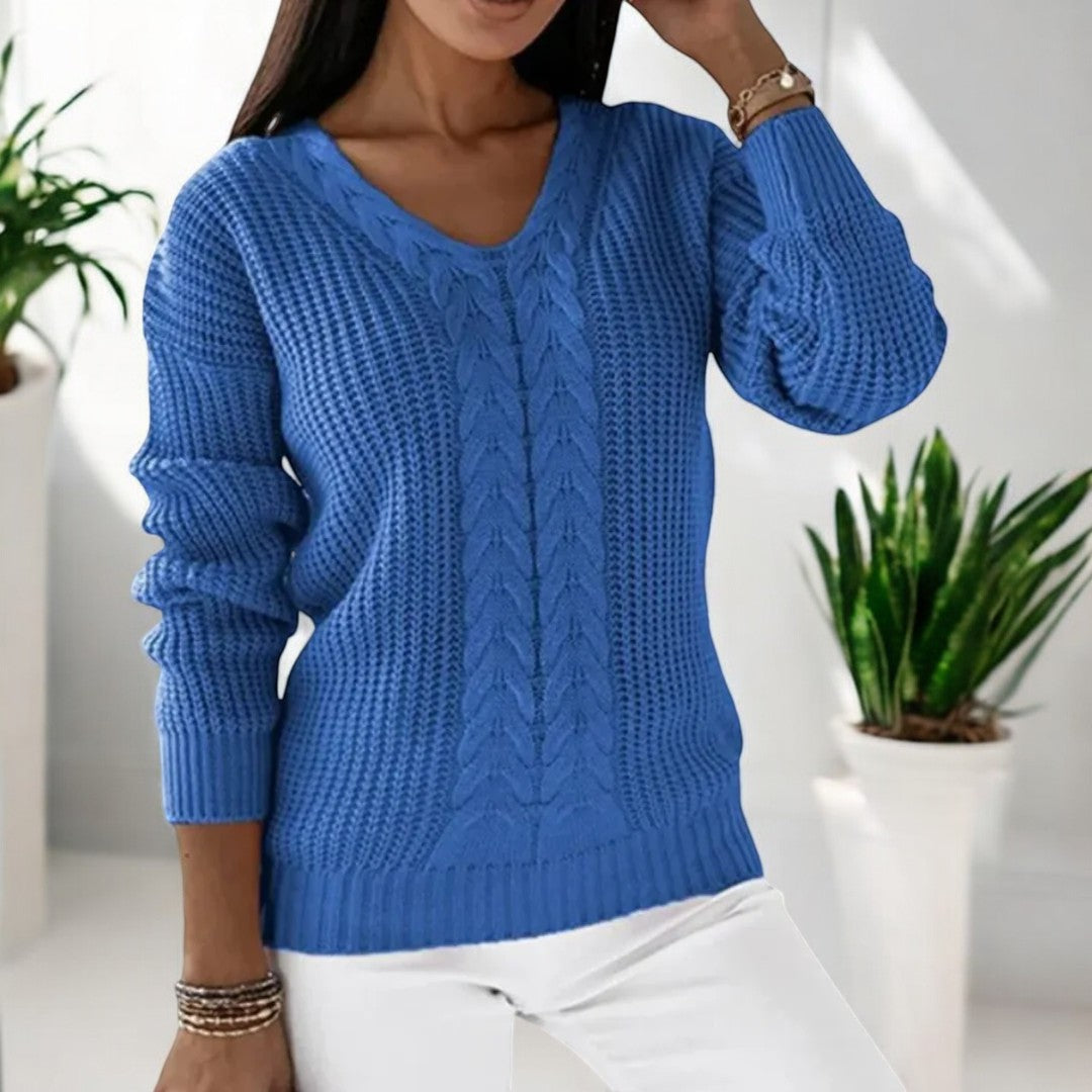 Sofia - Pull Tricoté Bleu | Confortable | Style Élégant