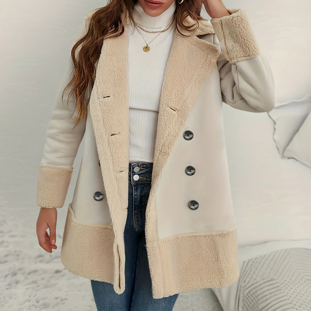 Manteau Écru Doublé Sherpa | Coton | Élégant et Chaud