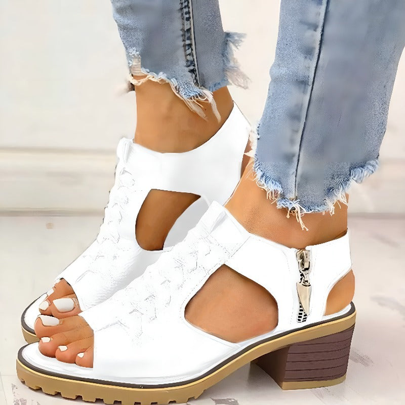 Sandales à Talon Bloc avec Lacets | Style Robuste et Confort Assuré