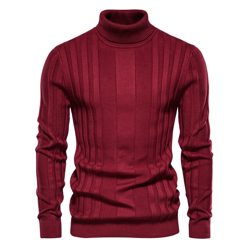 Pull Col Roulé | Noir | Maille Côtelée & Élégante