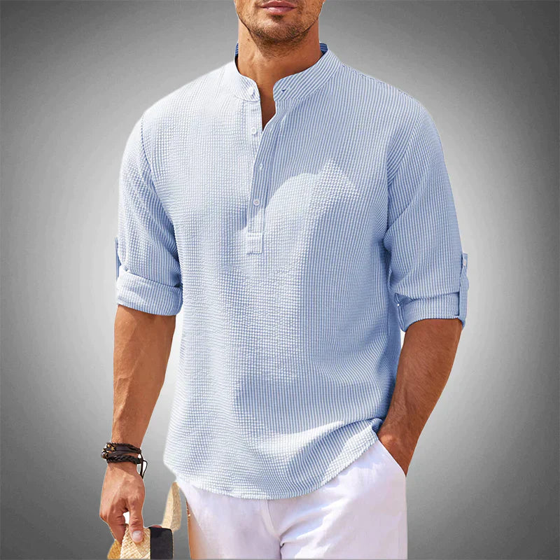 Chemise Col Mao | Blanc | Légère et Sophistiquée