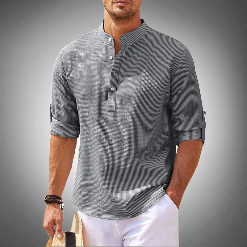 Chemise Col Mao | Blanc | Légère et Sophistiquée