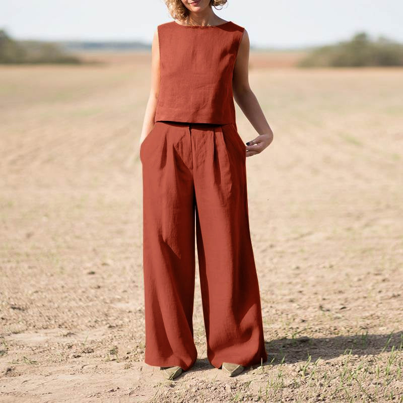Ensemble Pantalon Large | Élégance Naturelle et Confort Estival