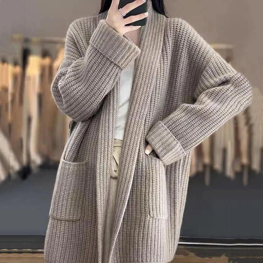 Elena - Cardigan Long | Tricot Épais | Style Cocooning