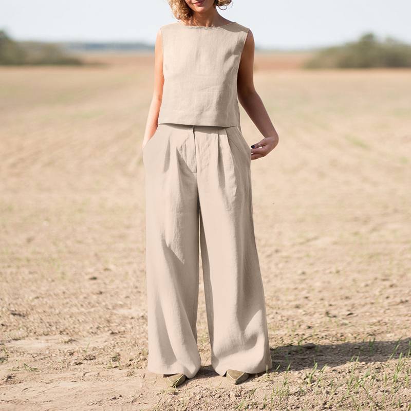 Ensemble Pantalon Large | Élégance Naturelle et Confort Estival