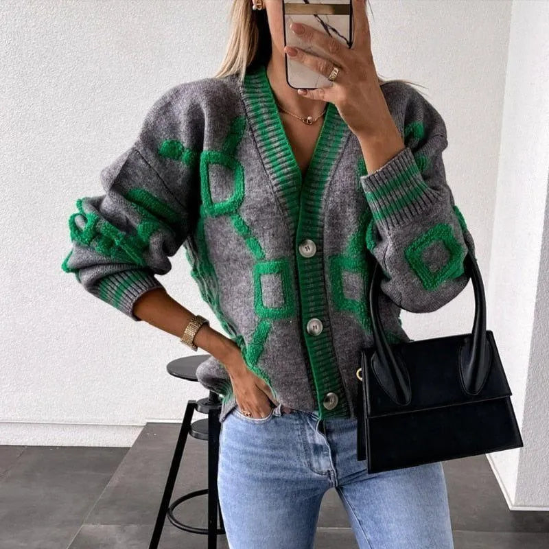 Pop Graphique | Gilet Oversize à Motif Géométrique