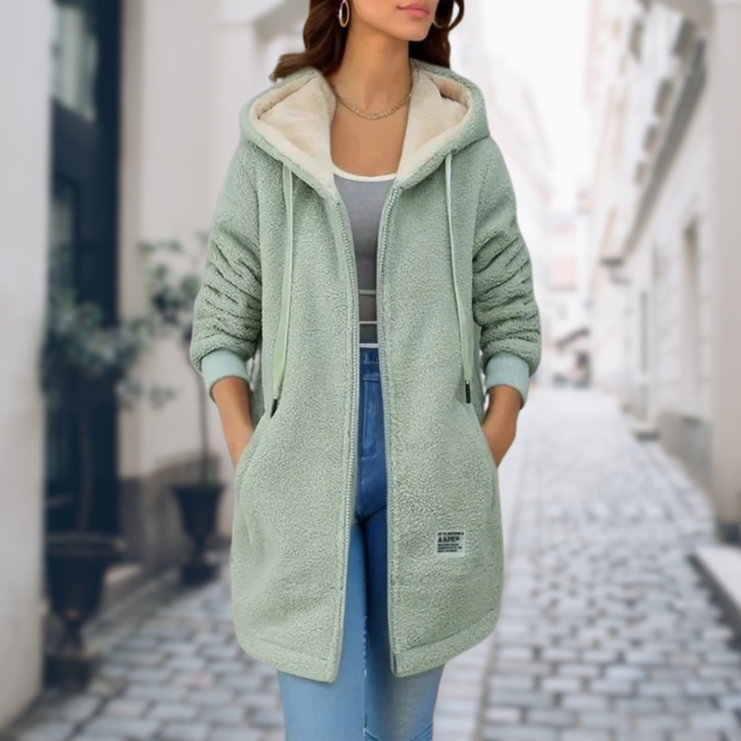 Veste Sherpa à Capuche | Bleu | Chaude et Décontractée