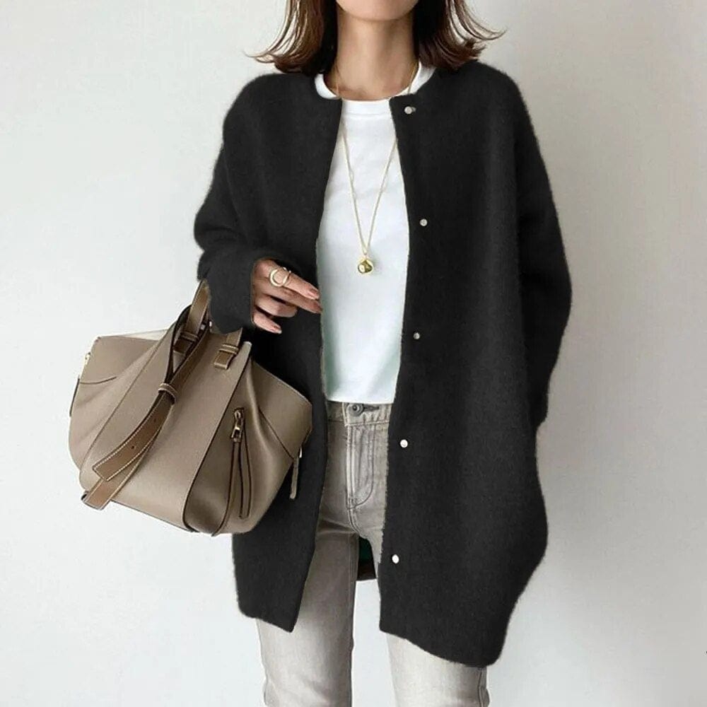 Gilet Long Duveteux | Boutons-Pression | Élégant & Confortable
