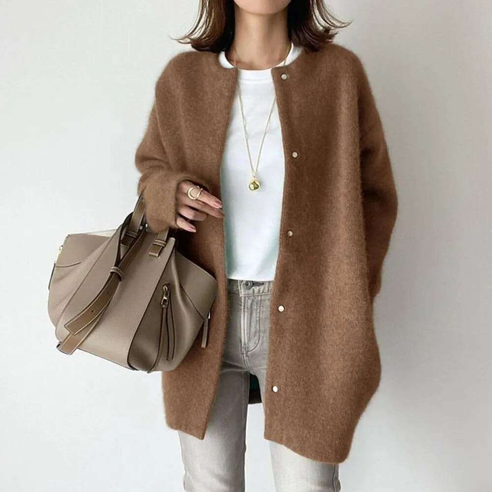 Gilet Long Duveteux | Boutons-Pression | Élégant & Confortable