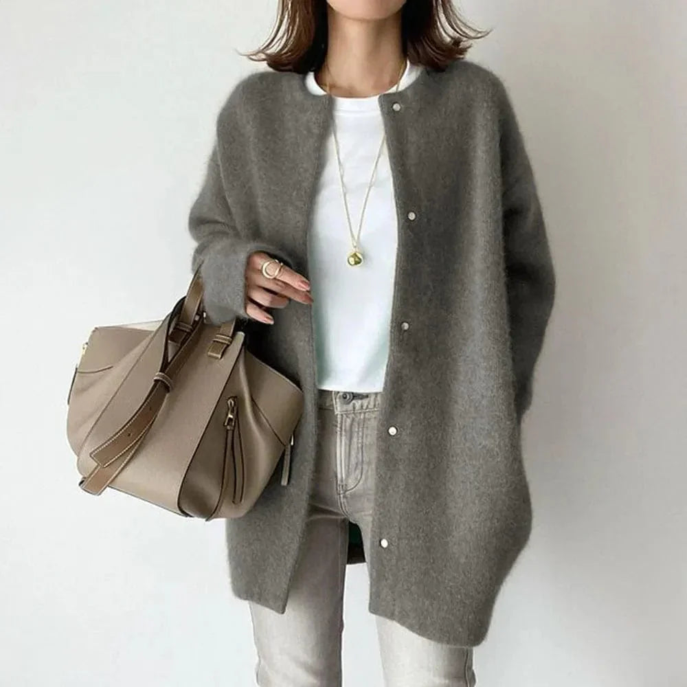 Gilet Long Duveteux | Boutons-Pression | Élégant & Confortable