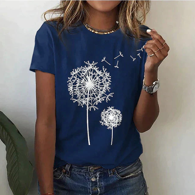 T-shirt Imprimé Pissenlit | Confort Décontracté | Style Naturel