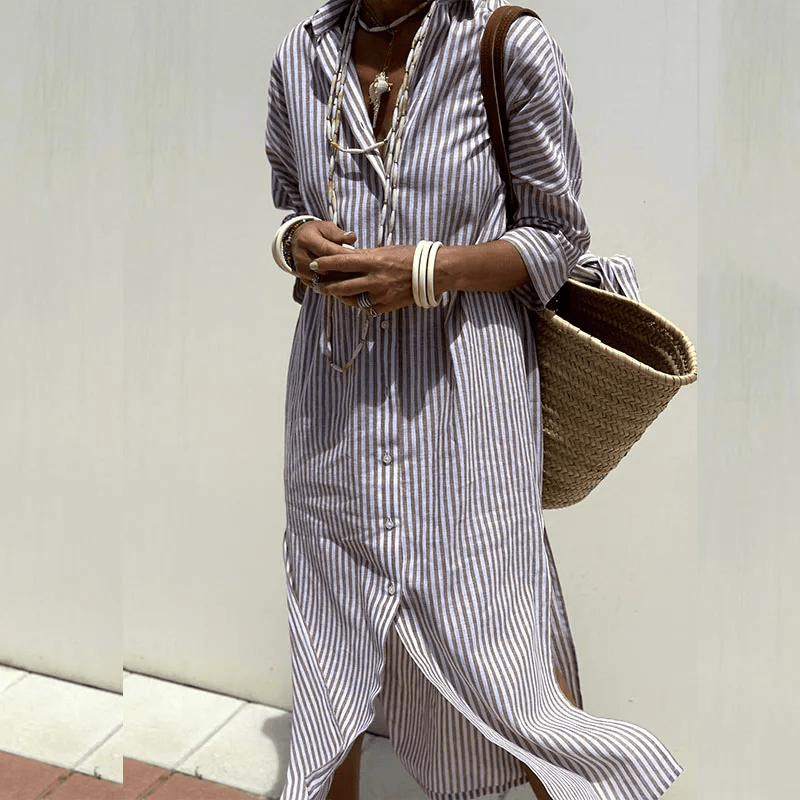 Robe Chemise Riviera | Élégance Rayée et Décontractée