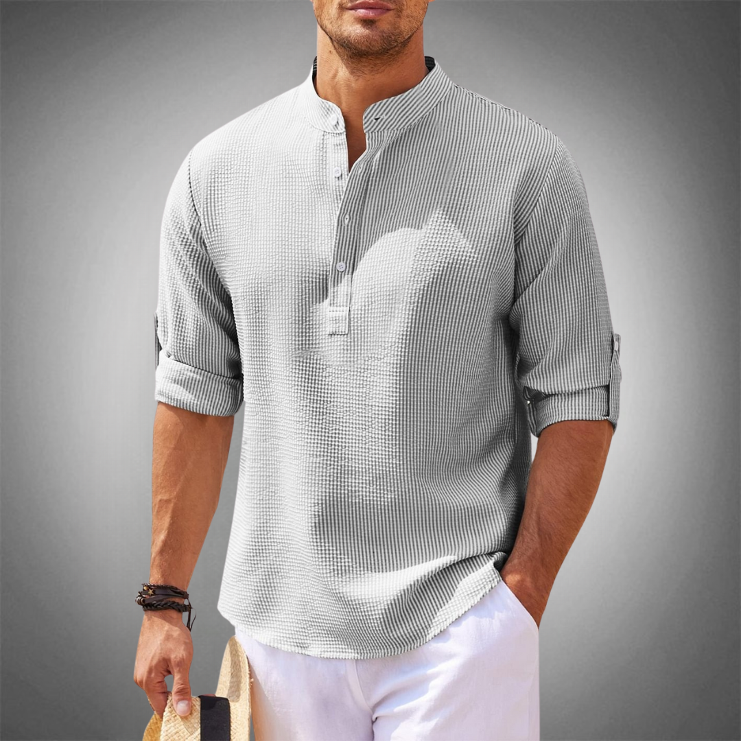 Chemise Col Mao | Blanc | Légère et Sophistiquée