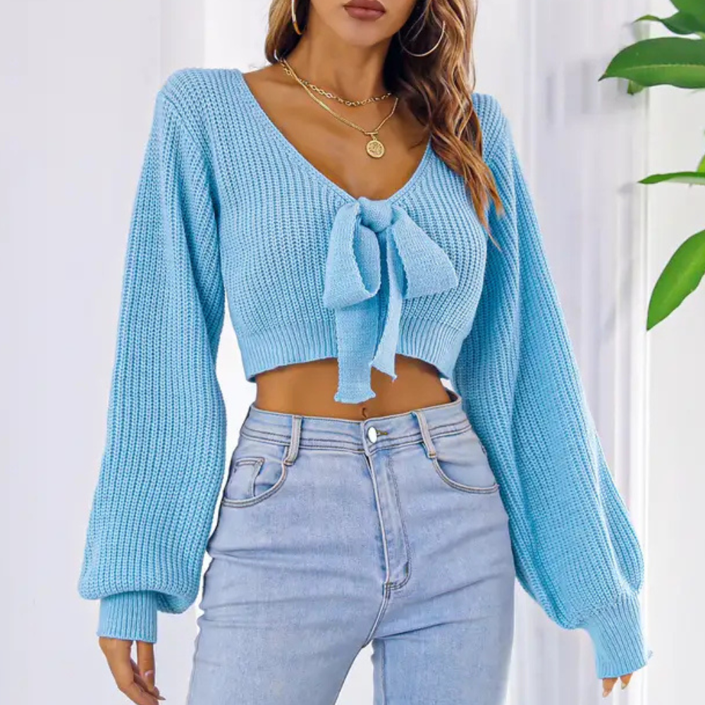Pull Court Nœud Devant | Coton | Féminin, Élégant et Confortable