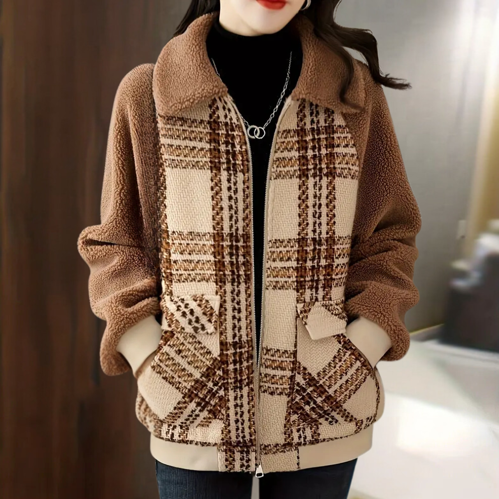 Veste Zippée Carreaux | Coton Sherpa | Chaude et Décontractée