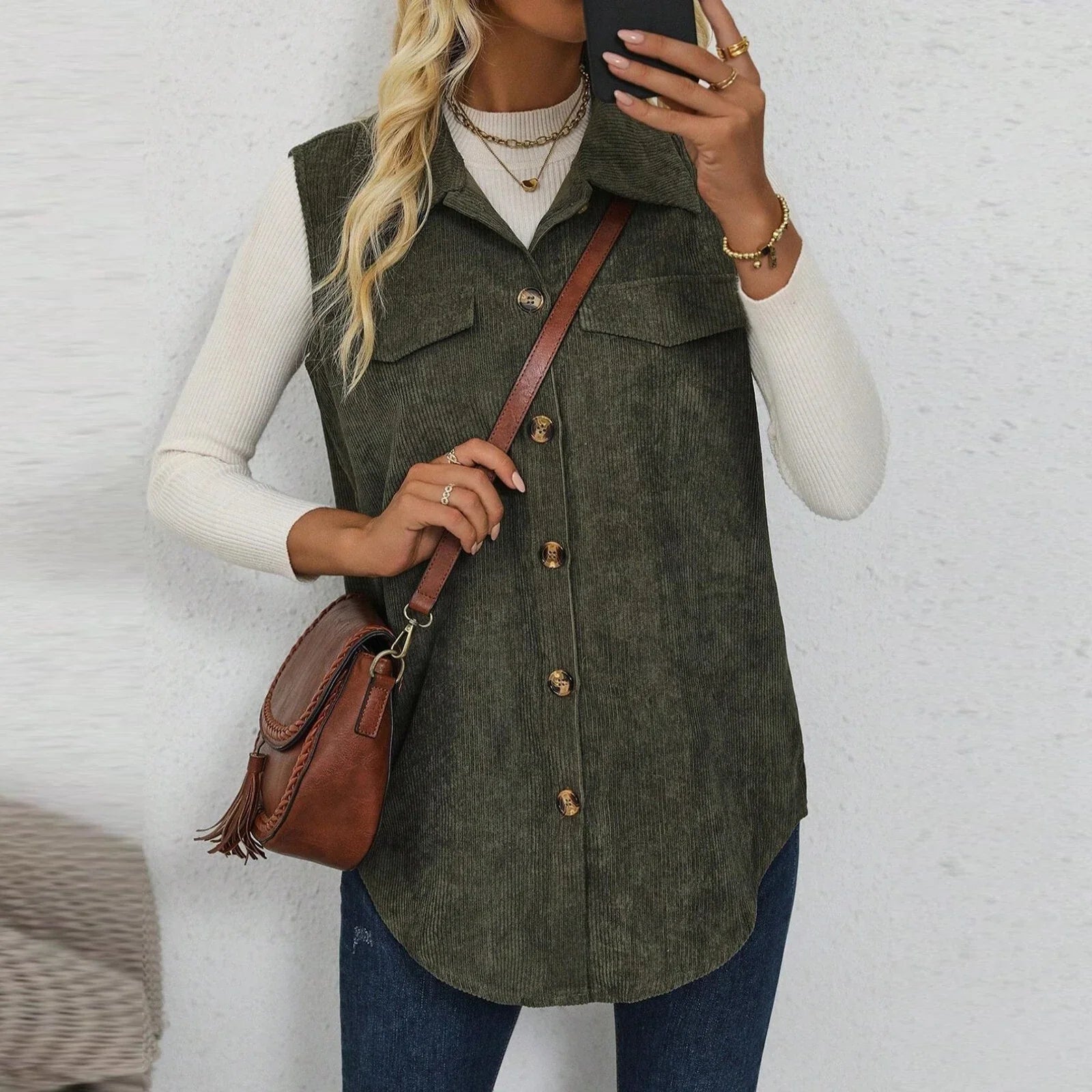 Gilet Sans Manches en Velours Côtelé | Chic Décontracté et Polyvalent