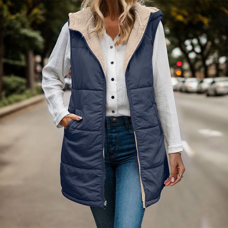 Douce Évasion | Gilet Long Matelassé avec Doublure en Mouton